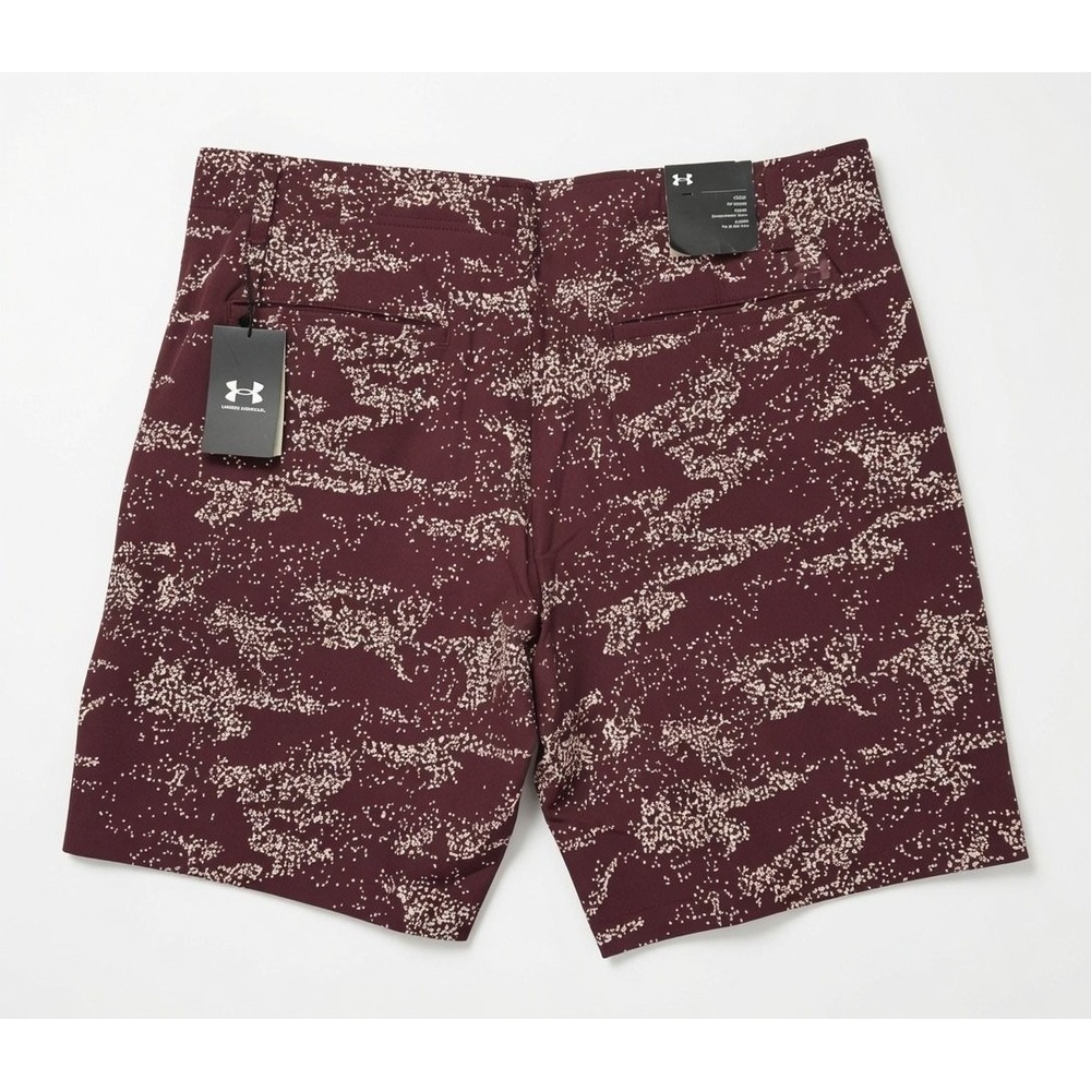 Under Armour UA Golf Printed Shorts Men's 38 Burgundy Performance Stretch NWT
